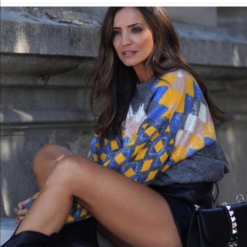 ZARA Sequin Argyle Sweater - Picture 4 of 8